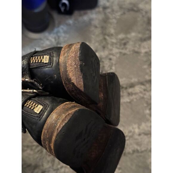 8 frye veronica black leather moto biker boot-bootie - Picture 10 of 12